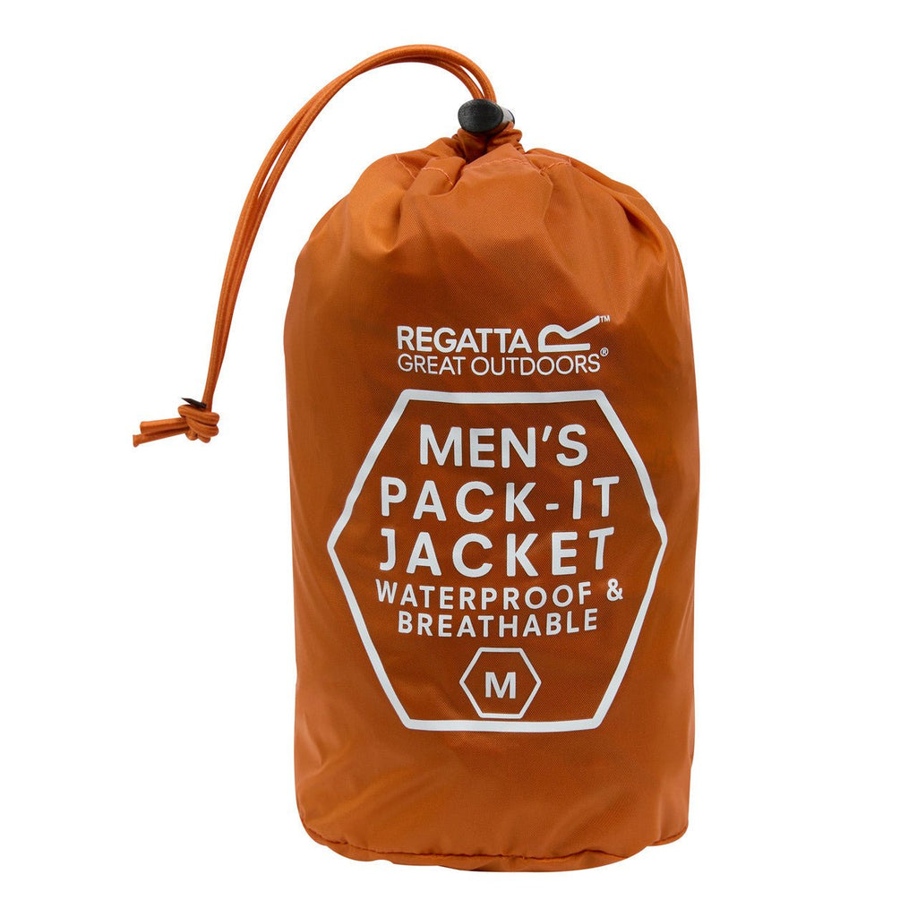 Regatta Men's Pack It Jacket Waterproof Rain Coat Orange Fox - Renna Clothing
