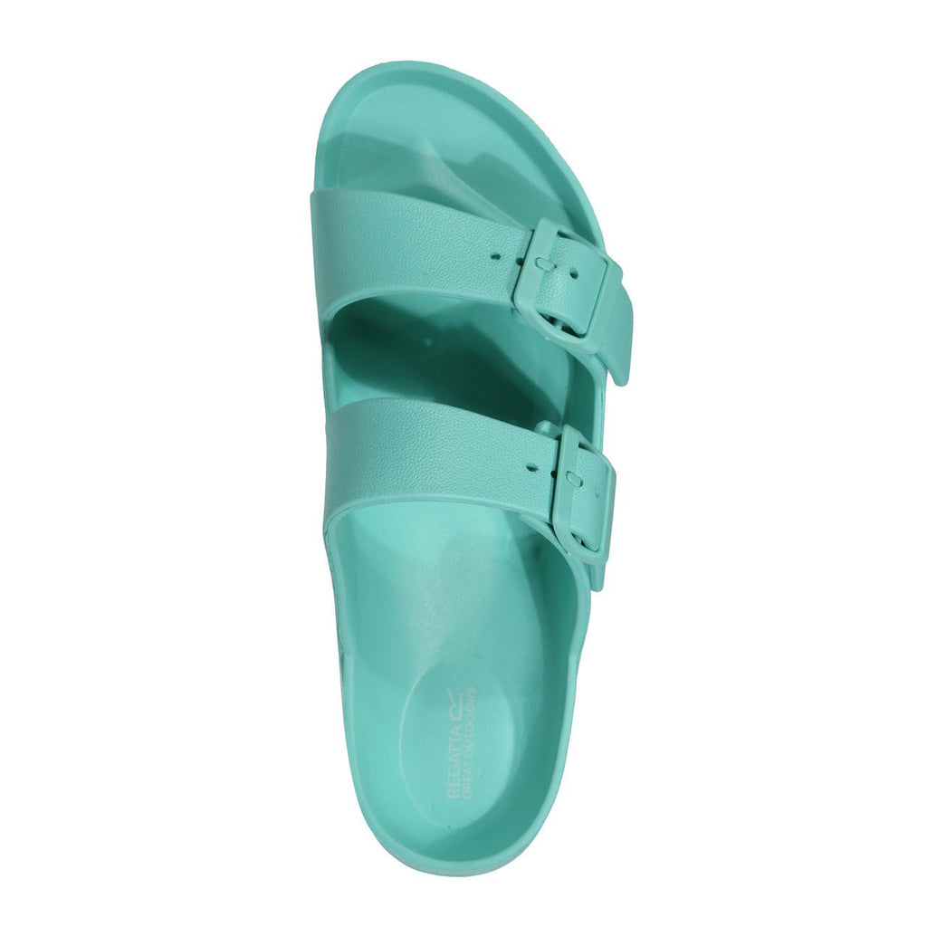 Regatta Womens Double Buckle Foot bed Flat Summer Sliders Ocean Wave - Renna Clothing