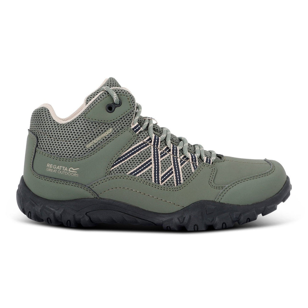 Regatta Women's Edgepoint Hiking Mid Waterproof Boots Green Four Leaf Clover/White Pepper - Renna Clothing