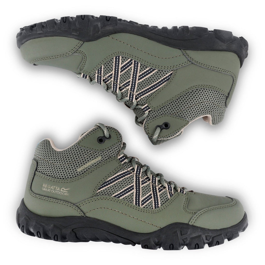 Regatta Women's Edgepoint Hiking Mid Waterproof Boots Green Four Leaf Clover/White Pepper - Renna Clothing