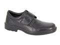 Roamers Fuller Fit Black Leather Touch Fastening Shoes - Renna Clothing