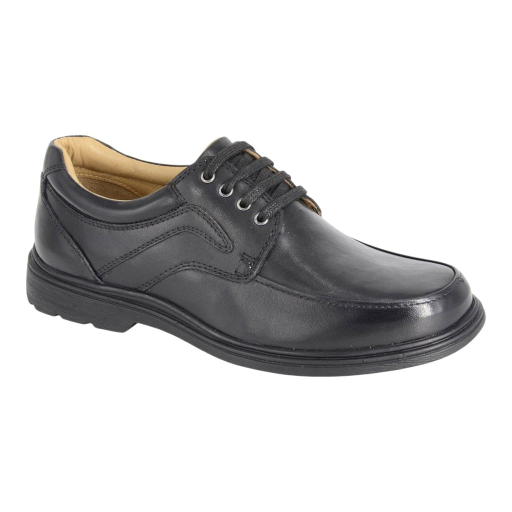 Roamers Men’s Extra Wide 4 Eye Lace - Up Casual Shoes – E to 3E Fit Black - Renna Clothing