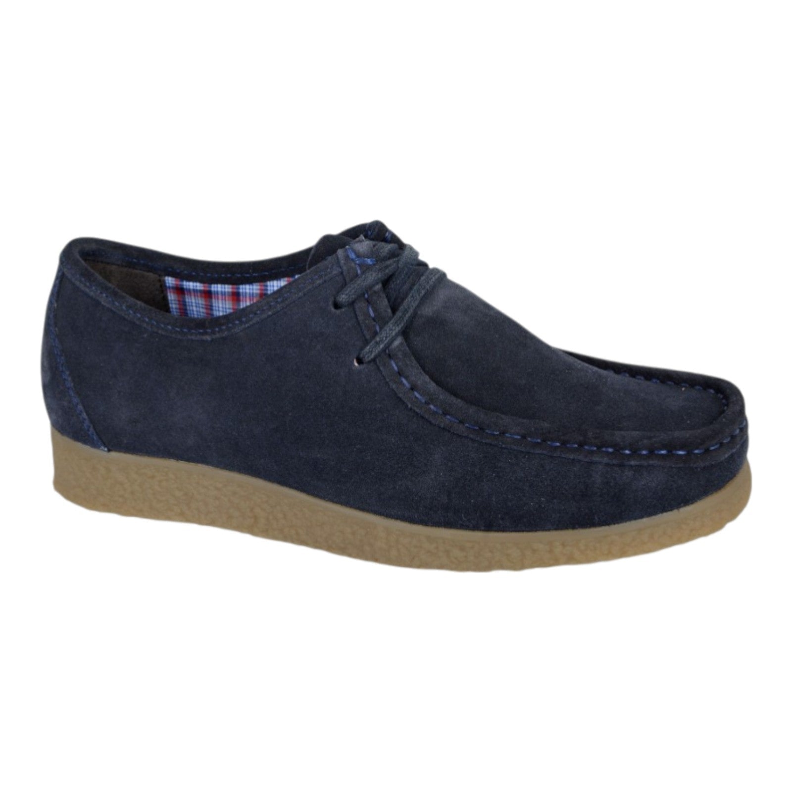 Roamers Men’s Suede 2 Eyelet Apron Trapper Moccasin Shoes Navy - Renna Clothing