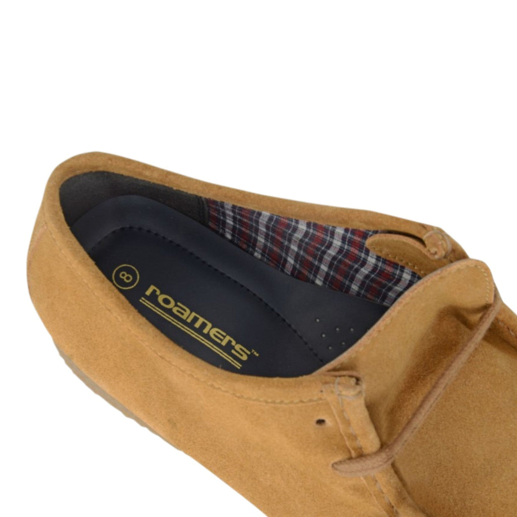 Roamers Men’s Suede 2 Eyelet Apron Trapper Moccasin Shoes Tan - Renna Clothing
