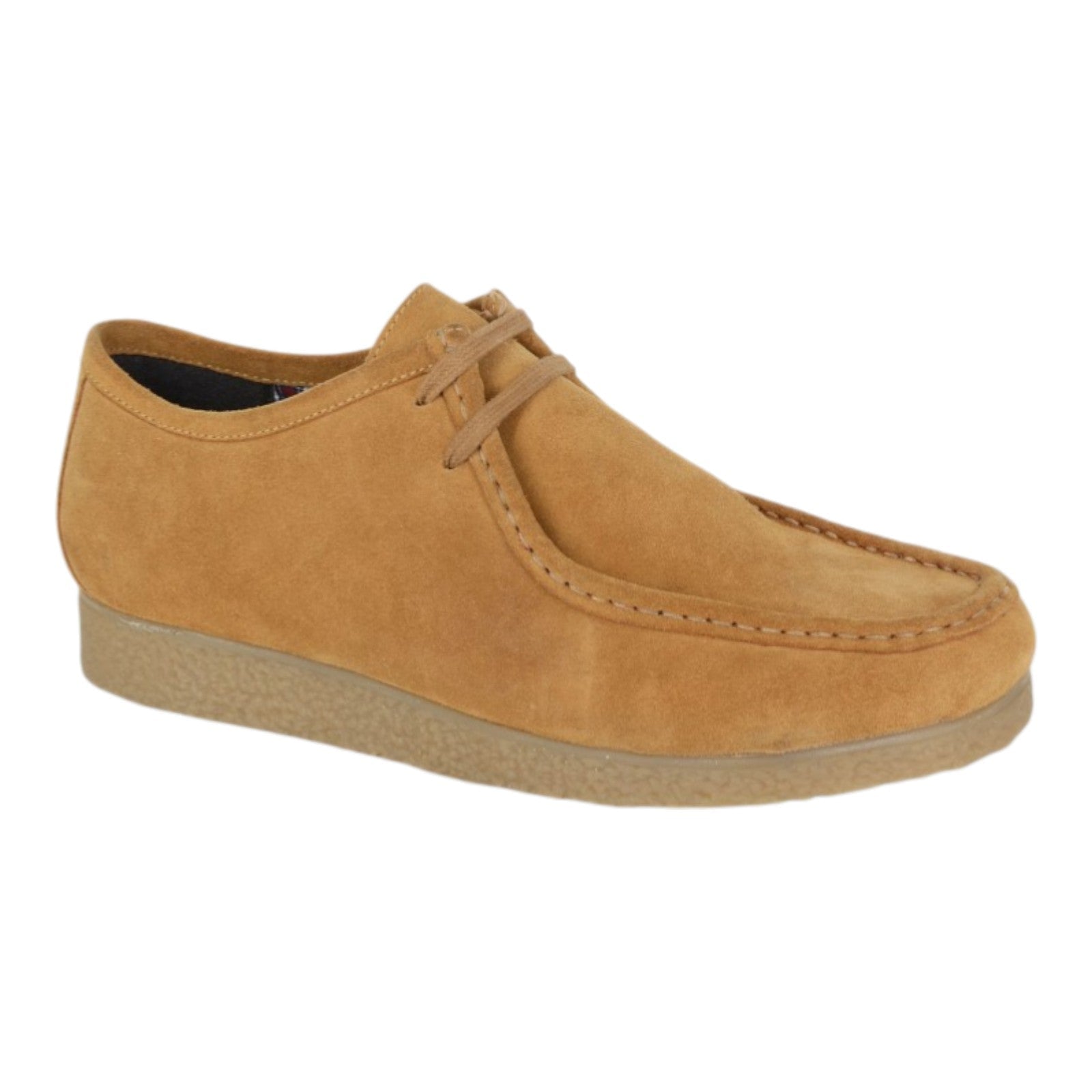 Roamers Men’s Suede 2 Eyelet Apron Trapper Moccasin Shoes Tan - Renna Clothing