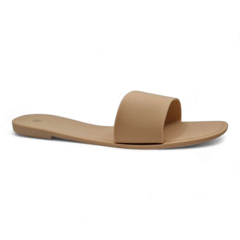 Rubber Jelly Slip On Slides Nude - Renna Clothing