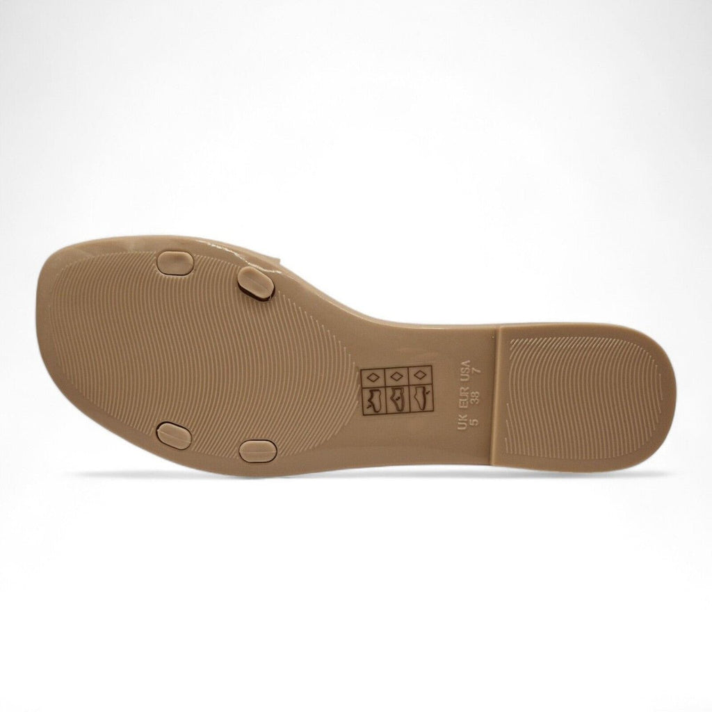 Rubber Jelly Slip On Slides Nude - Renna Clothing
