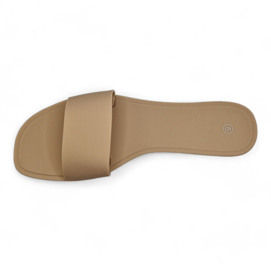 Rubber Jelly Slip On Slides Nude - Renna Clothing