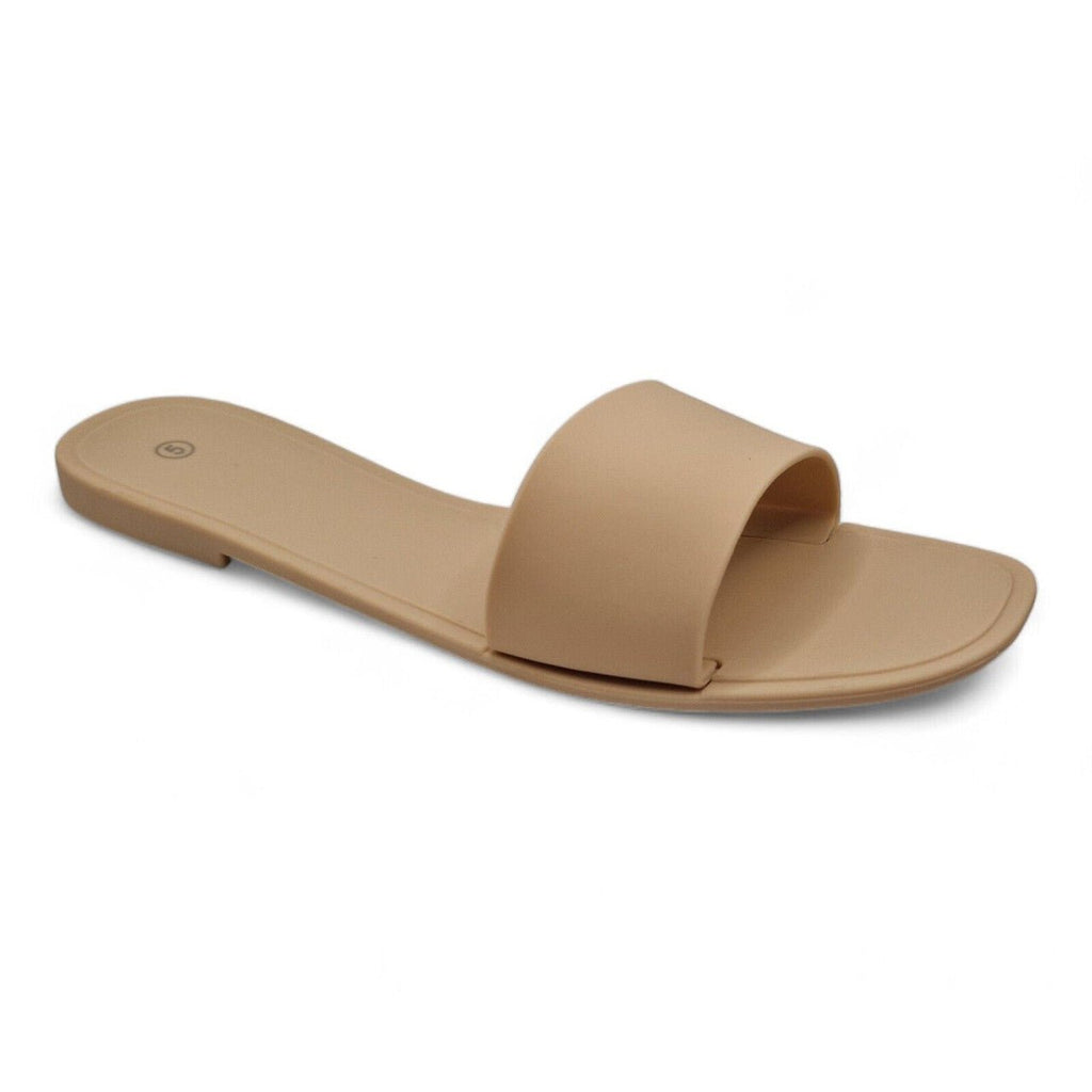 Rubber Jelly Slip On Slides Nude - Renna Clothing