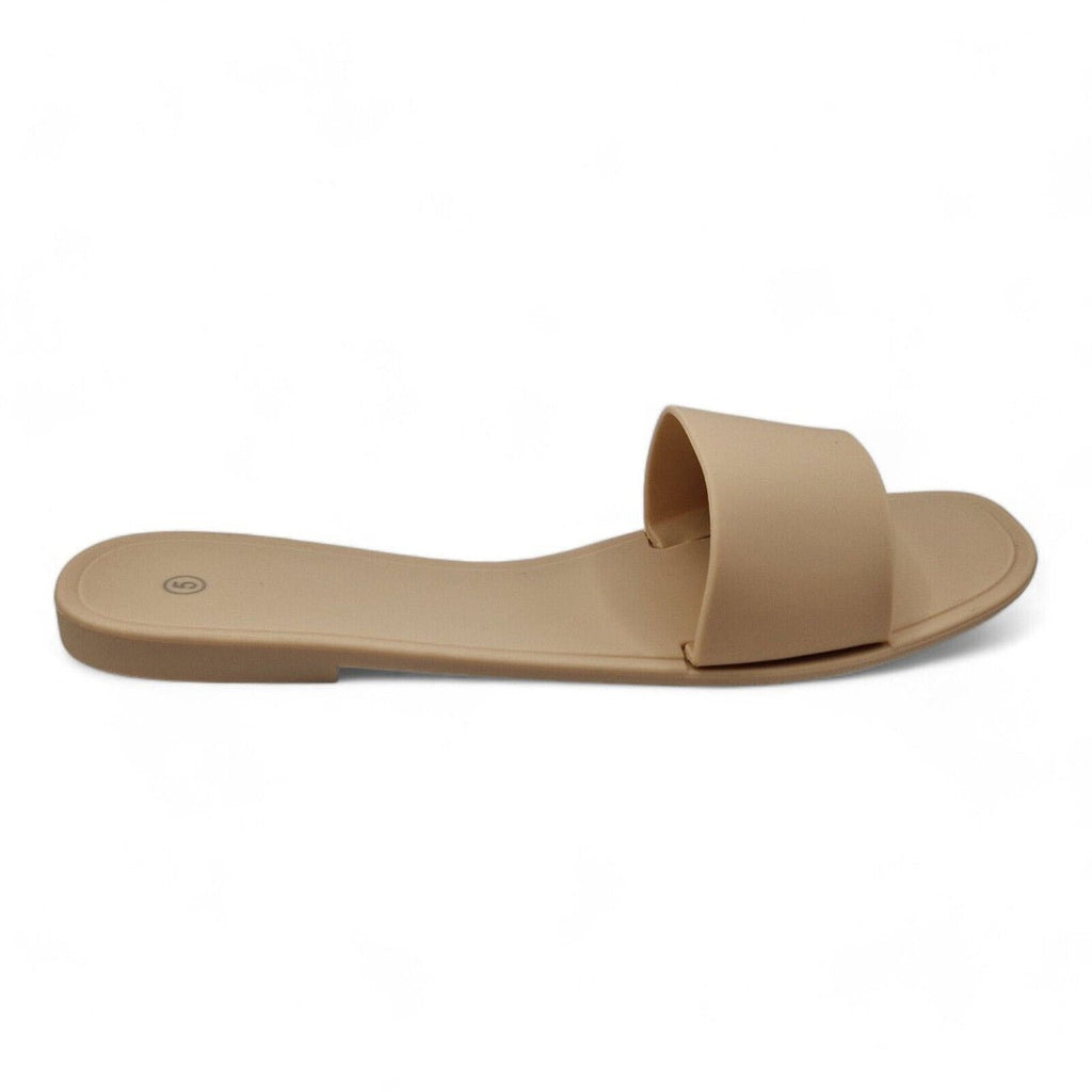 Rubber Jelly Slip On Slides Nude - Renna Clothing