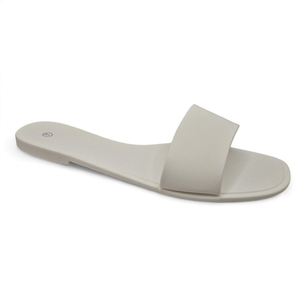 Rubber Jelly Slip On Slides White - Renna Clothing