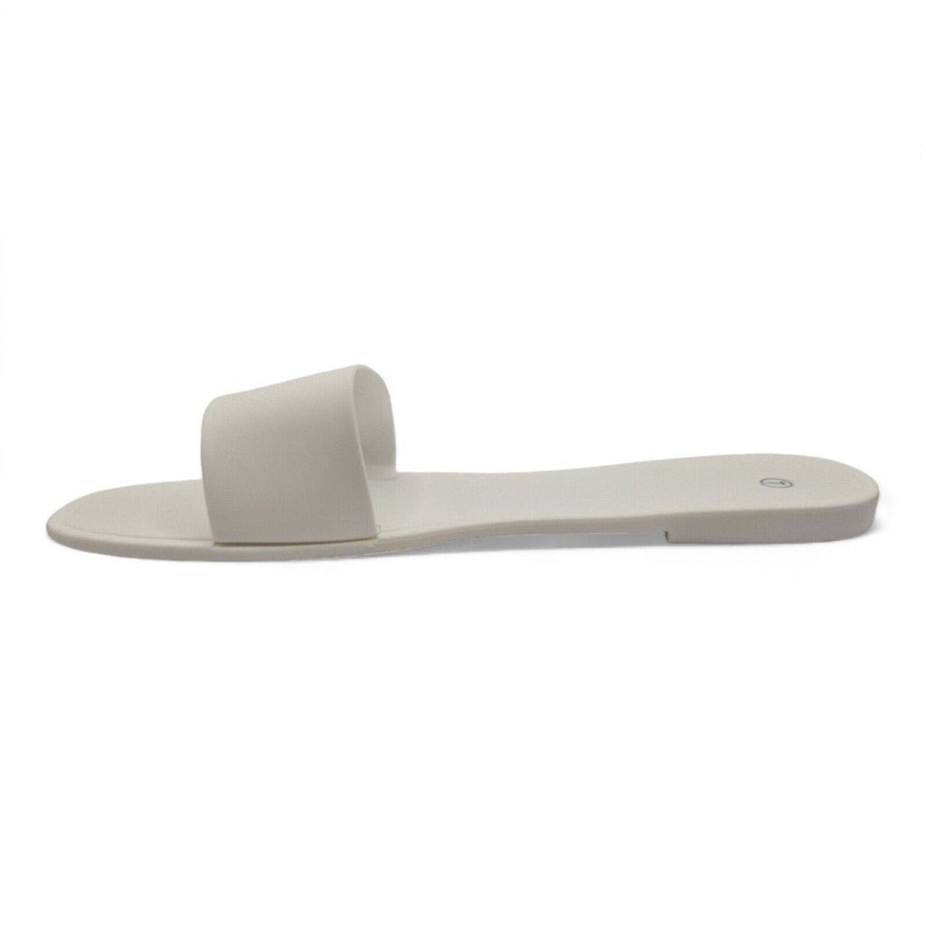 Rubber Jelly Slip On Slides White - Renna Clothing
