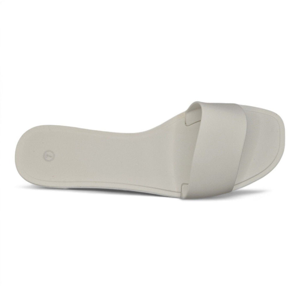 Rubber Jelly Slip On Slides White - Renna Clothing