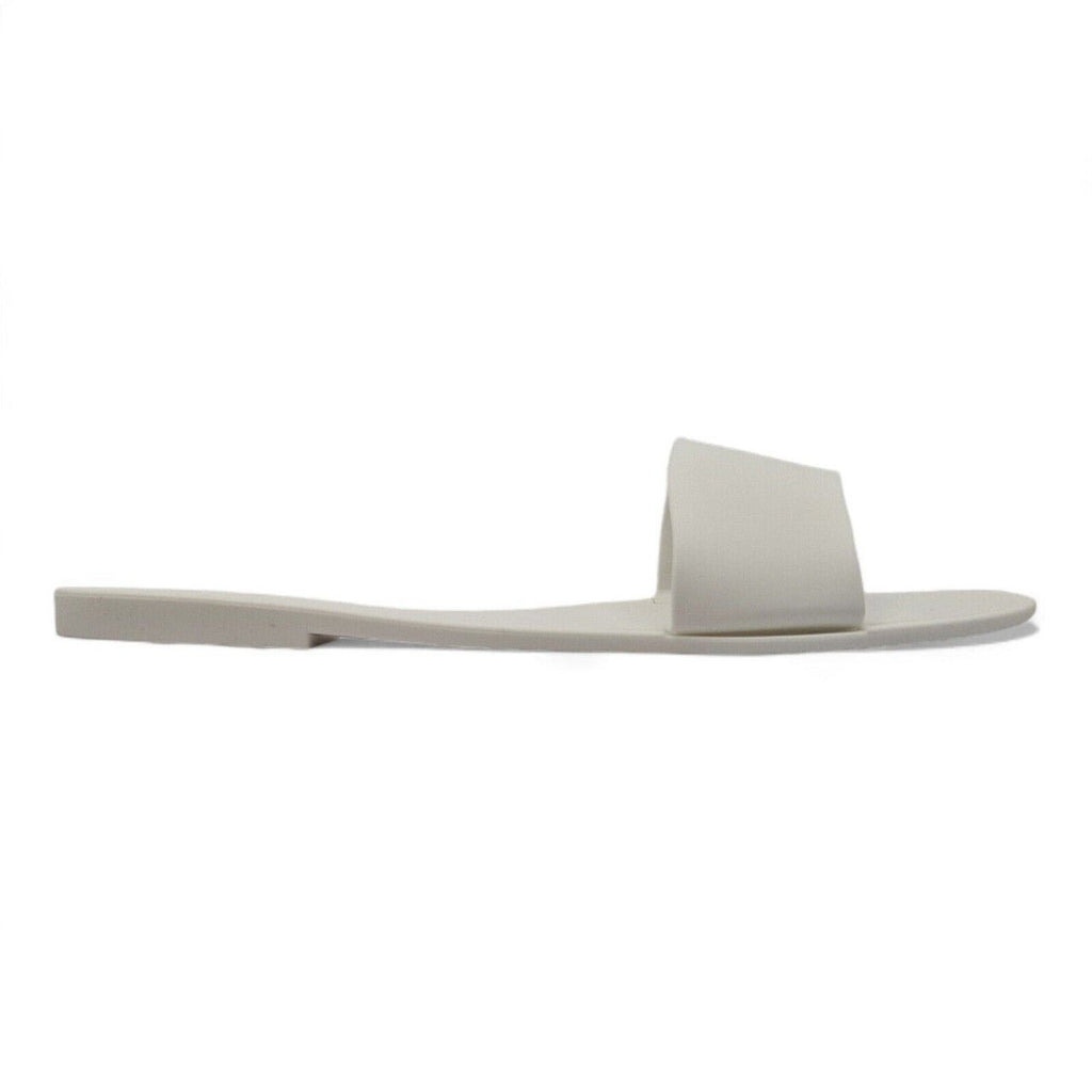Rubber Jelly Slip On Slides White - Renna Clothing