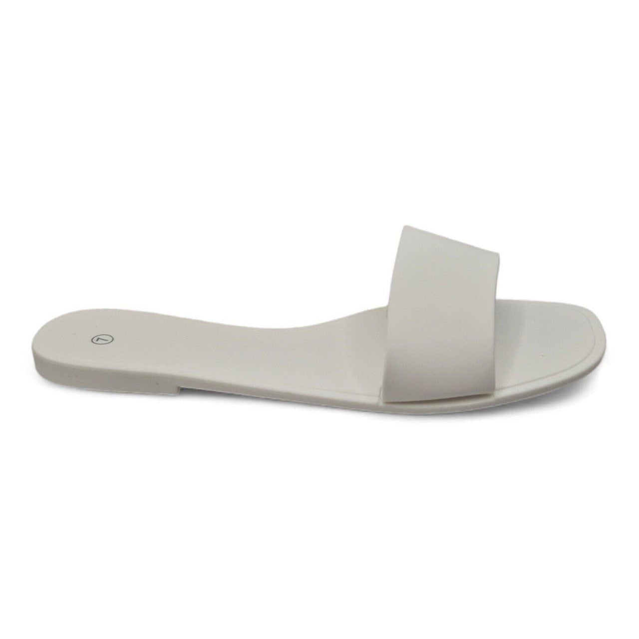 Rubber Jelly Slip On Slides White - Renna Clothing