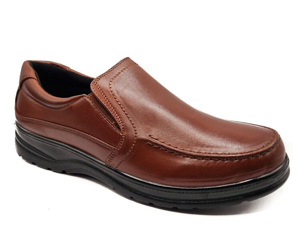 Dr Lightfoot Mens Memory Foam Orthopaedic Wide Fit Slip On Shoes Brown