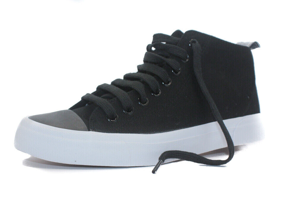 Unisex High Top Canvas Trainers Womens Mens Black