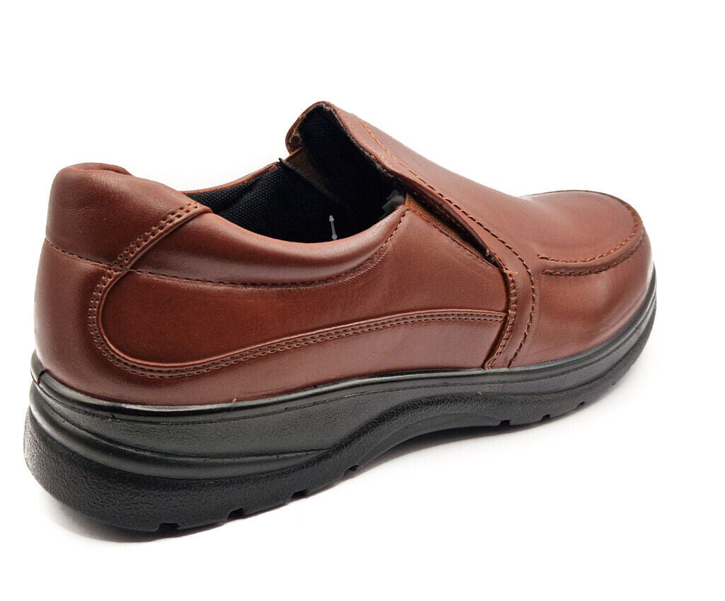 Dr Lightfoot Mens Memory Foam Orthopaedic Wide Fit Slip On Shoes Brown