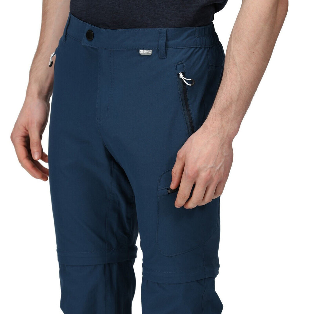 Regatta Mens Highton Zip Off Walking Hiking Trousers Shorts Moonlight Denim