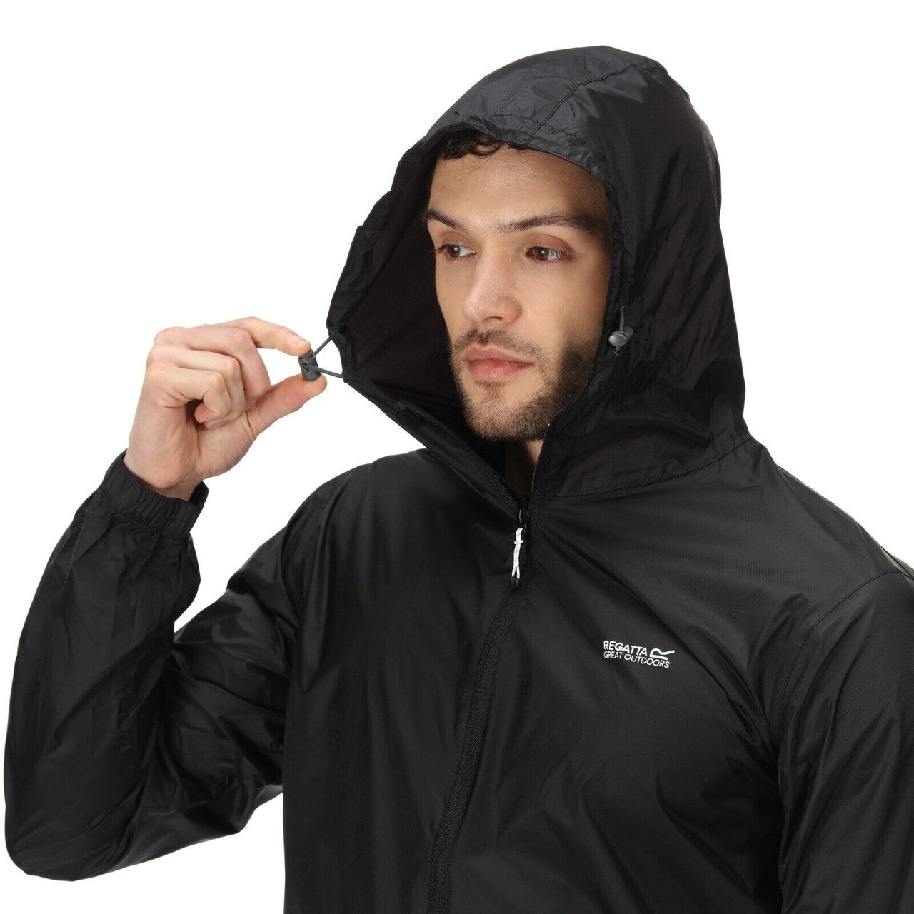 Regatta Men's Pack It Jacket Waterproof Rain Coat Black
