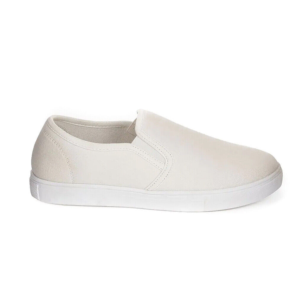 Women's Wide Fit Slip On Canvas Trainers White