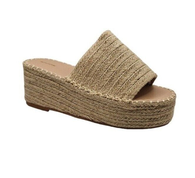 Womens Ladies Espadrille Mule Flatform Beige Hessian Chunky Summer Sandals Size
