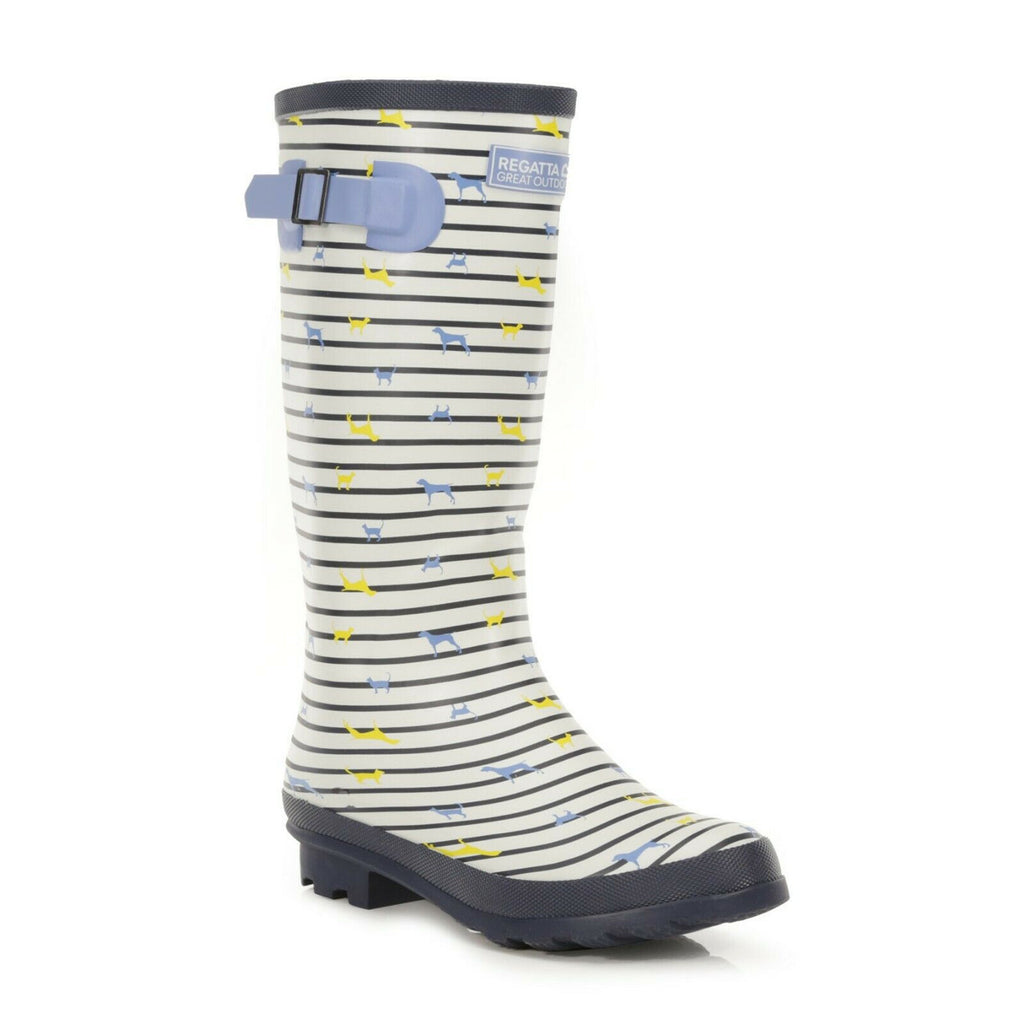 Regatta Ladies Womens Wellies Fairweather Cotton Lining Hardwearing Rubber Sole - White Breeze