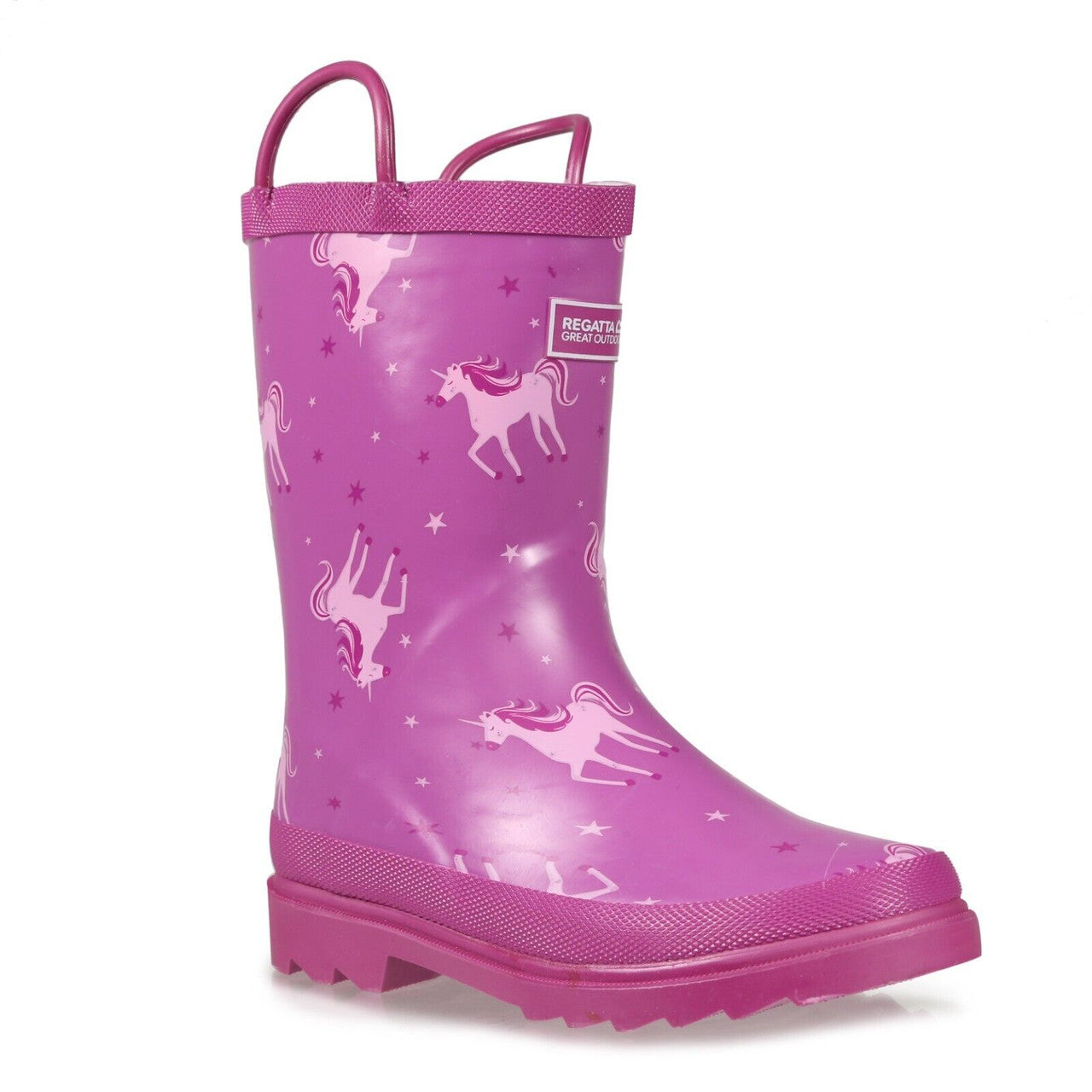 Regatta Minnow Kids Boys Girls Waterproof Wellington Boots Pink Unicorn