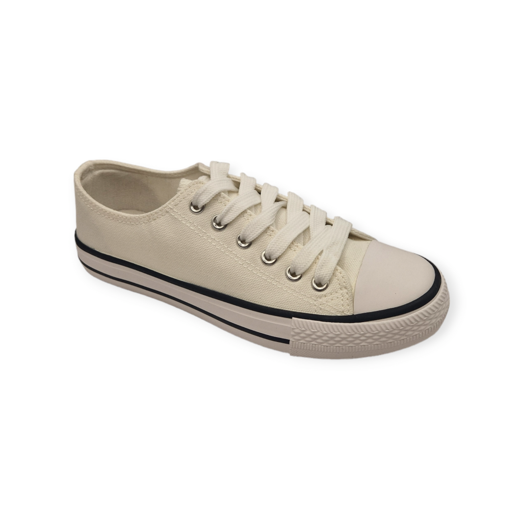 Womens Canvas Trainers Black White Low Top Sport Flat Pumps Comfy Shoes Size 3-8