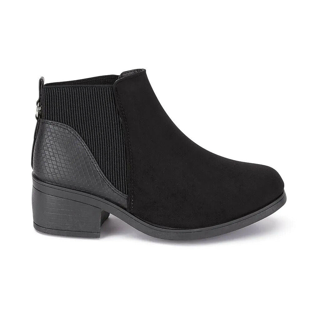 Women's Wide Fit Elastic Chelsea Pull On Ankle Boot Black