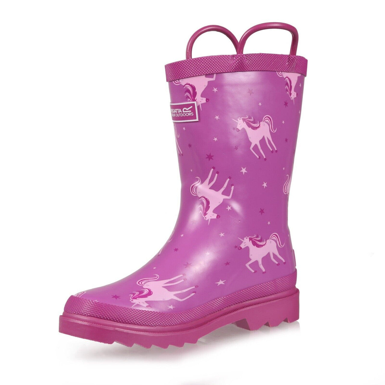 Regatta Minnow Kids Boys Girls Waterproof Wellington Boots Pink Unicorn