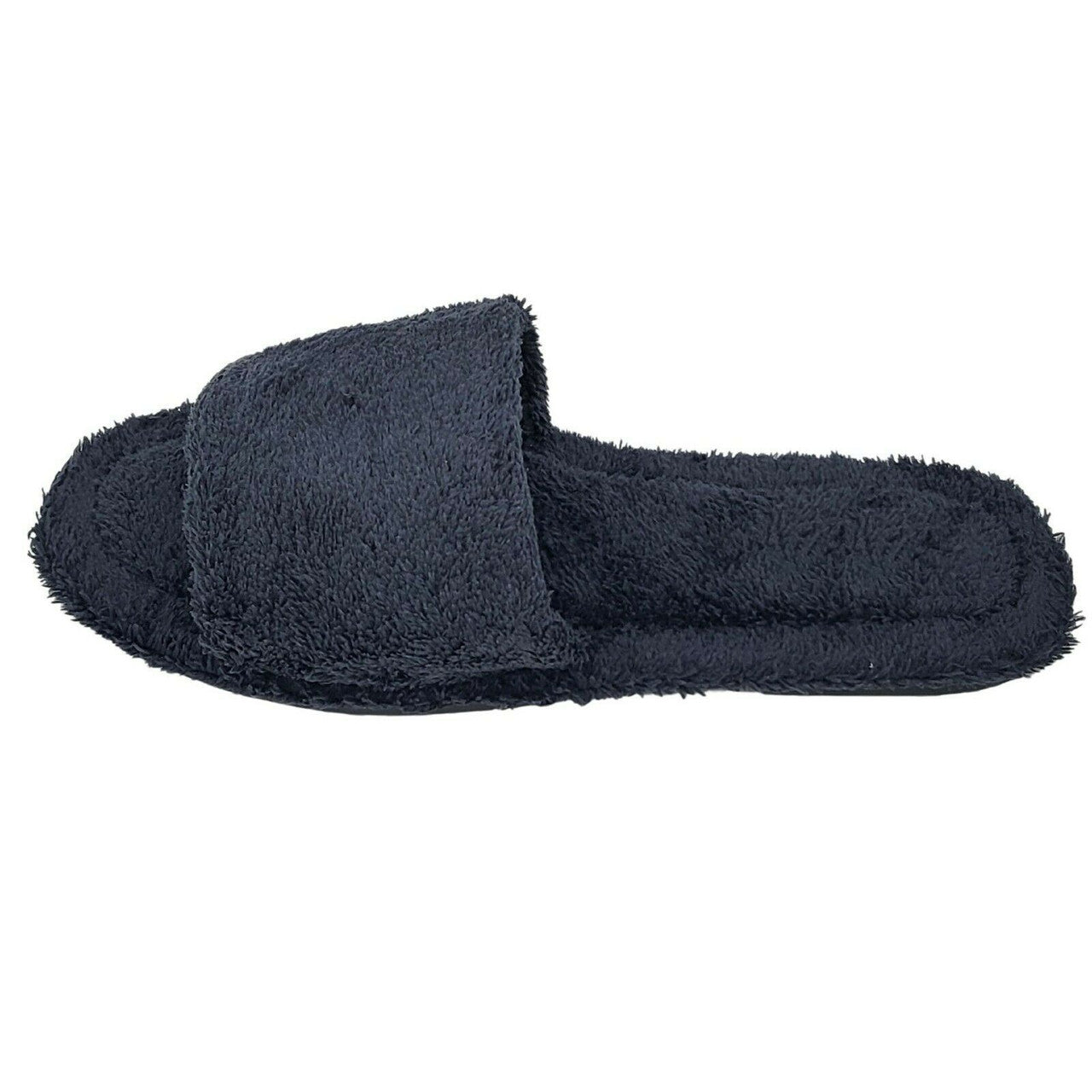 Women's Fluffy Lined Open Toe Slipper Black