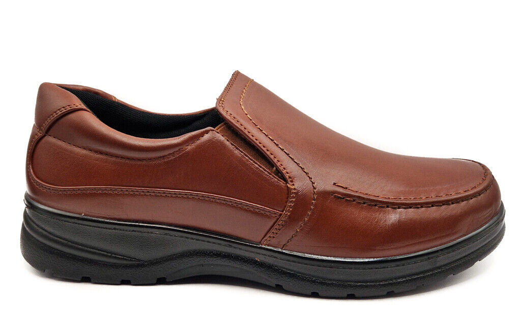 Dr Lightfoot Mens Memory Foam Orthopaedic Wide Fit Slip On Shoes Brown
