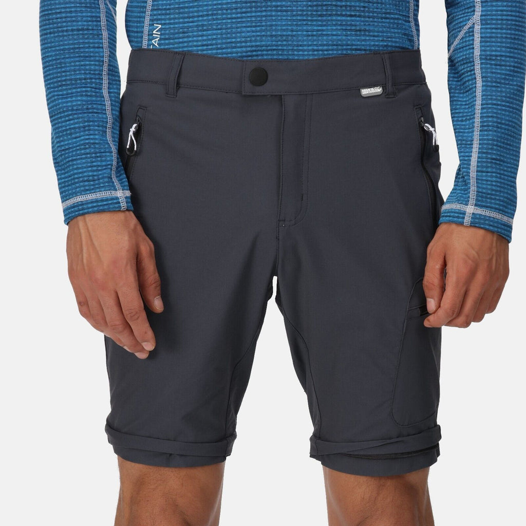 Regatta Mens Highton Zip Off Walking Hiking Trousers Shorts India Grey