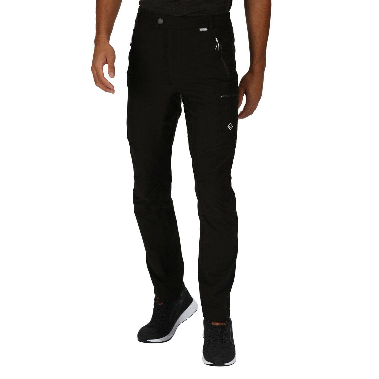 Regatta Mens Highton Walking Trousers Stretch Outdoor Hiking Water Resistant - Black