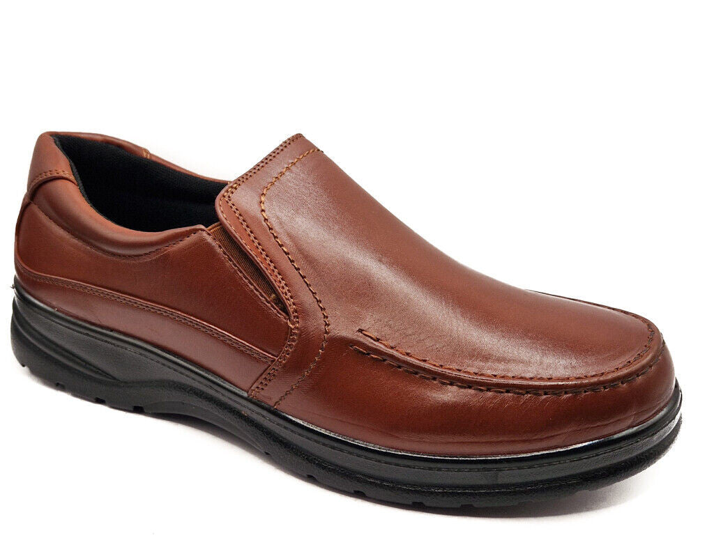 Dr Lightfoot Mens Memory Foam Orthopaedic Wide Fit Slip On Shoes Brown