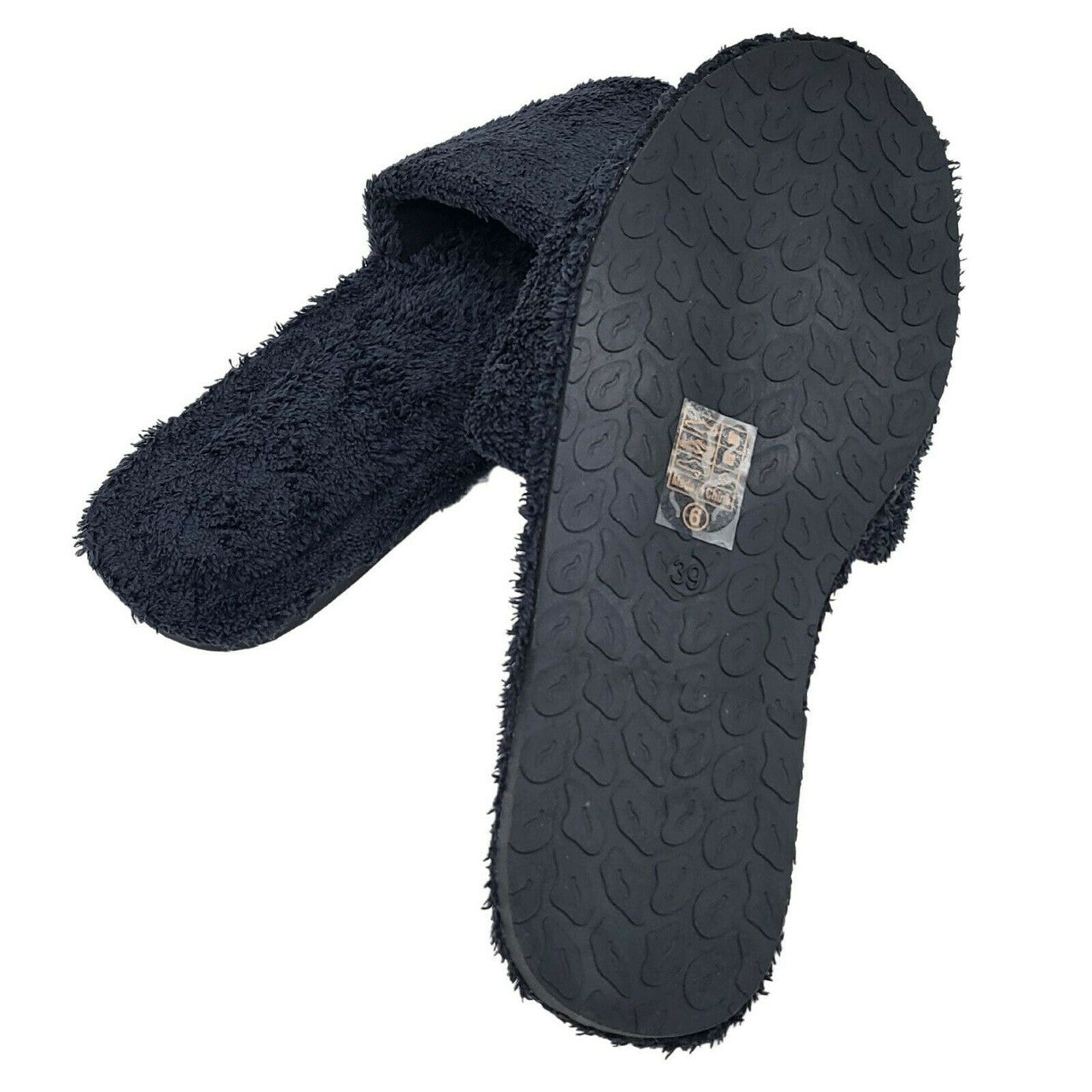 Women's Fluffy Lined Open Toe Slipper Black