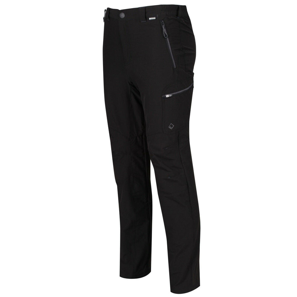 Regatta Mens Highton Walking Trousers Stretch Outdoor Hiking Water Resistant - Black
