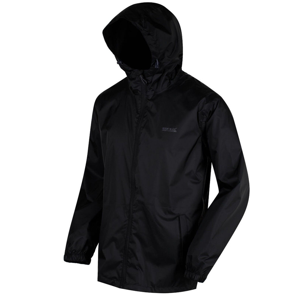 Regatta Men's Pack It Jacket Waterproof Rain Coat Black