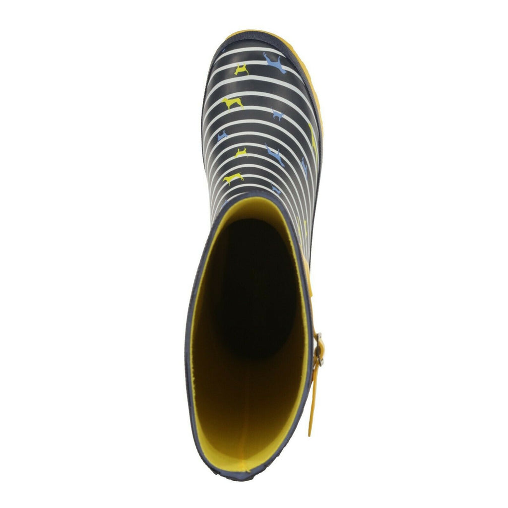 Regatta Ladies Womens Wellies Fairweather Cotton Lining Hardwearing Rubber Sole - Navy/Yellow