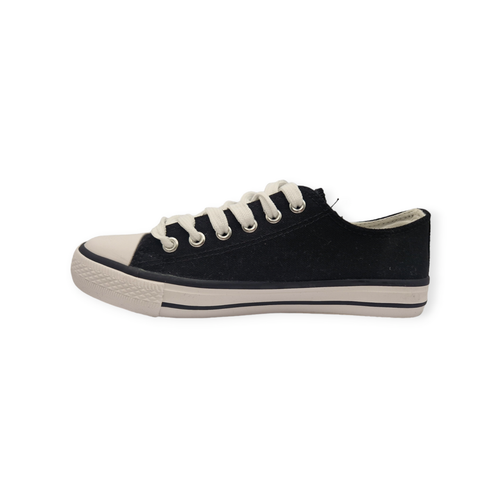 Womens Canvas Trainers Black White Low Top Sport Flat Pumps Comfy Shoes Size 3-8