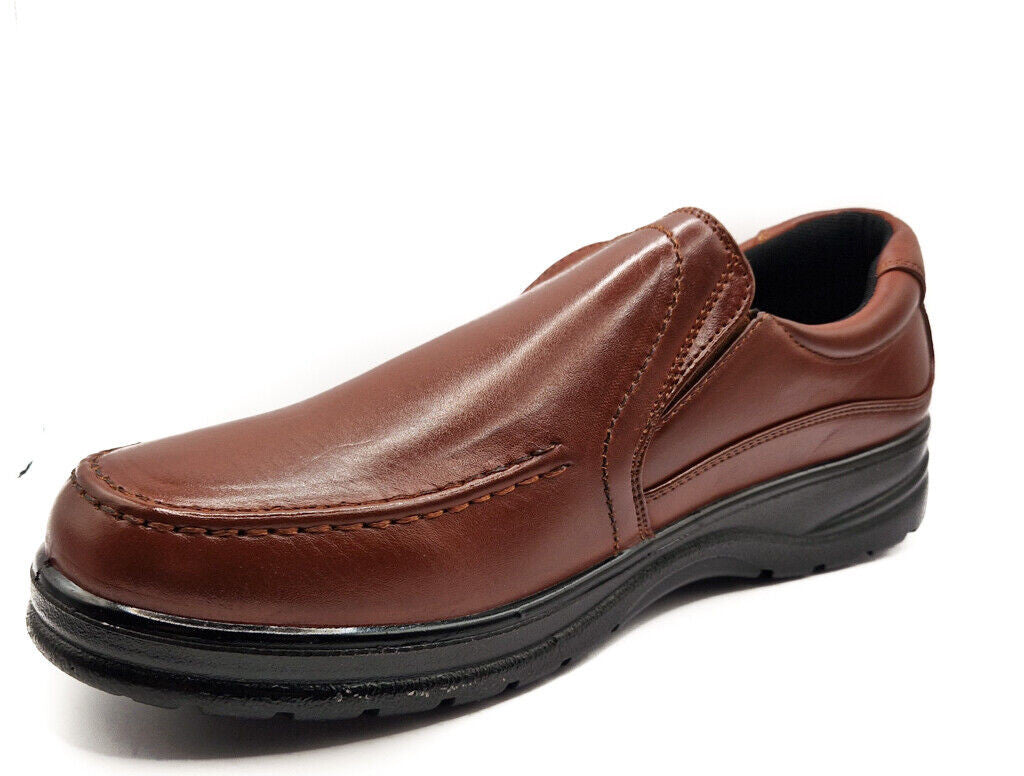 Dr Lightfoot Mens Memory Foam Orthopaedic Wide Fit Slip On Shoes Brown