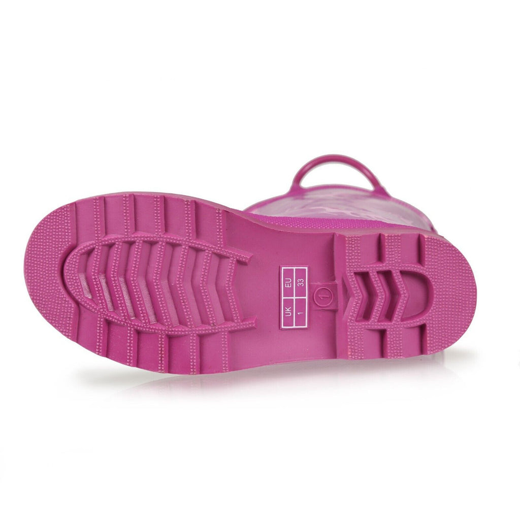 Regatta Minnow Kids Boys Girls Waterproof Wellington Boots Pink Unicorn