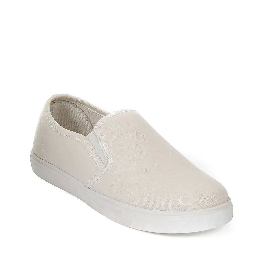Women's Wide Fit Slip On Canvas Trainers White
