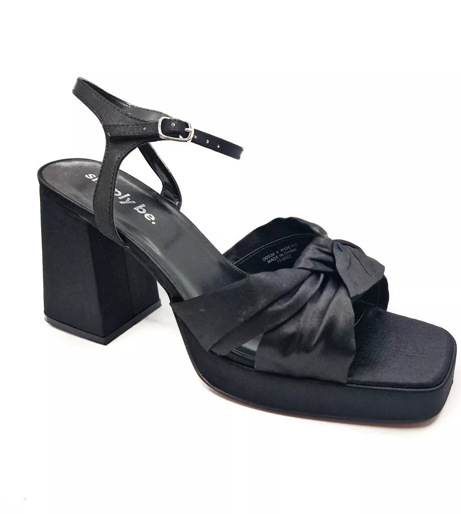 Womens High Heel Silk Sateen Wide E Fit Ladies Heeled Sandals Size