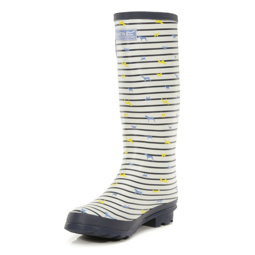 Regatta Ladies Womens Wellies Fairweather Cotton Lining Hardwearing Rubber Sole - White Breeze