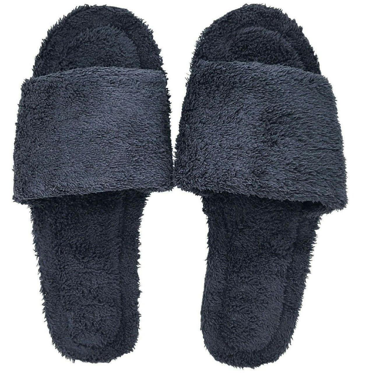Women's Fluffy Lined Open Toe Slipper Black