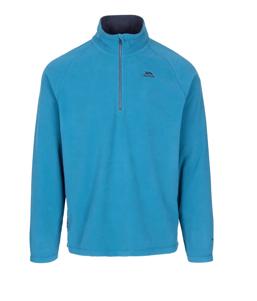 Trespass Men's Blackford Lightweight Half Zip Fleece Bondi Blue - Renna Clothing