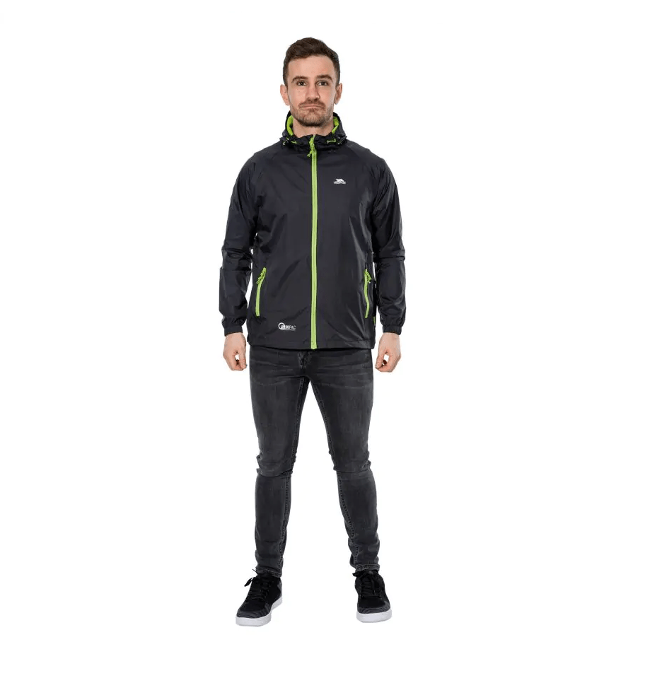 Trespass Unisex Qikpak Packable Waterproof Jacket Black - Renna Clothing