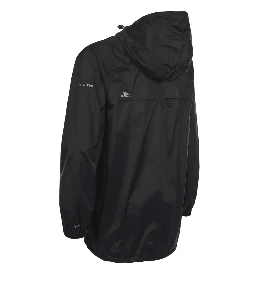 Trespass Unisex Qikpak Packable Waterproof Jacket Black - Renna Clothing